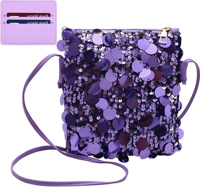Pailletten tas glittertas, glittertas, handtas, paars, compact, modieus, veelzijdig, één schouder met afneembare - ShopVlot