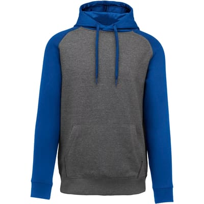 PROACT® Tweekleurige sweater met capuchon volwassene PA369 - Grey heather/Sporty royal blue - XL