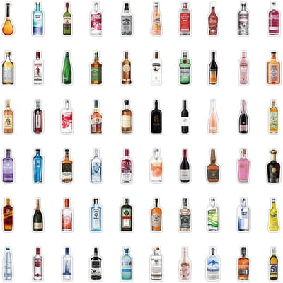 63 Stuks Wijnfles Stickers - Decoratieve Sticker Set Voor Diy Versiering Ideaal Voor Notitieboek Telefoonhoesje Sticker Story Winkel white
