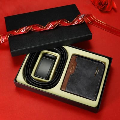 Cadeau Riem Portemonnee Pak Heren Echt Leer High End Riem Portemonnee Geschenkdoos Automatische Gesp Zakelijk Rundleer Heren Riem 130cm