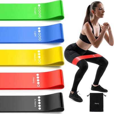 Weerstandsbanden - Resistance Band - set van 5 stuks - Extra sterk tot 18kg - 5 Kleuren - Incl. Opbergzakje - Fitness Elastiek