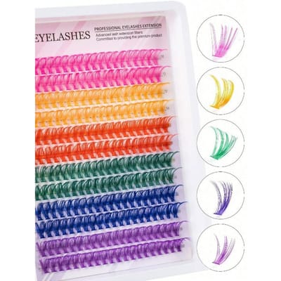 6-Kleuren Gemengde Enkele Wimperplukjes D Rol 14 mm Kleur DIY Wimperplukjes Regenboogkleur Herbruikbare Enkele Segmenten Nepwimpers veelkleurig
