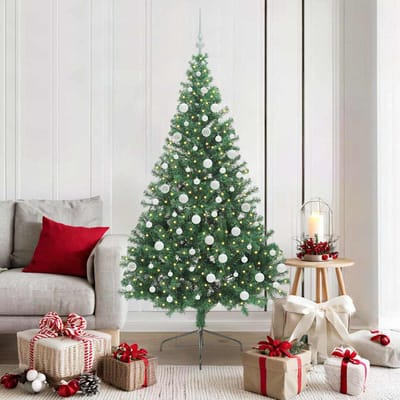 vidaXL - Kunststof - Voorverlichte - Kerstboom - met - 300 - LED - Groen - 180 - cm - PVC