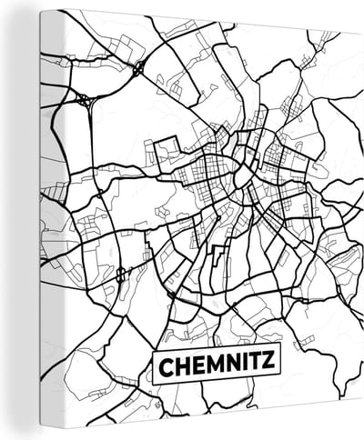 Canvas Schilderij Kaart - Chemnitz - Plattegrond - Stadskaart - 20x20 cm - Wanddecoratie