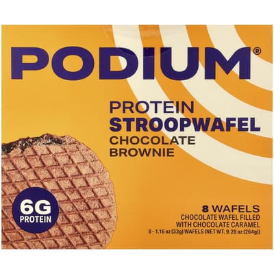 Podium Nutrition, Eiwit Stroopwafels, Chocolate Brownie, 8 Stroopwafels, 33g (1,16 oz) Elk