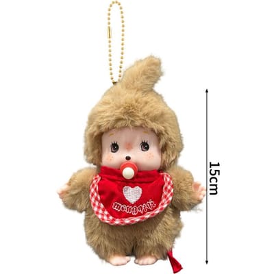Monchichi Sleutelhanger voor Tas Rugzak Schattige Aap Monkiki Hanger Cartoon Monchiki Sleutelhanger Kindercadeaus as picture beige