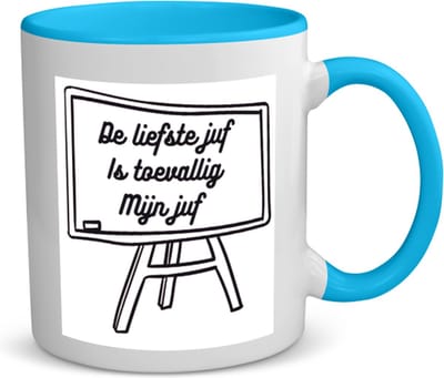 Akyol - de liefste juf is toevallig mijn juf koffiemok - theemok - blauw - Juf - juf - leraar - 350 ML inhoud