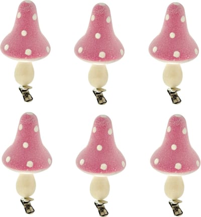 Decoratie Paddenstoelen Op Clip - 10 x 6 x 6 cm - 6 Stuks