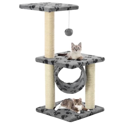 vidaXL - Kattenkrabpaal - met - sisal - krabpalen - 65 - cm - pootafdrukken - grijs