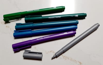 Avec Metallic markers - 6 stiften in koele tinten - 1-2mm ronde punt