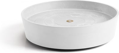 Ecopots Saucer Wheels - Pure White - Ø34,1 x H9 cm - Ronde witte onderschotel op wielen met waterreservoir