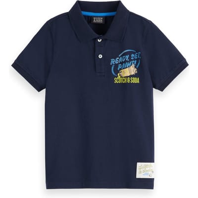 Scotch & Soda Boy Jersey Polo With Artwork Sky Captain Taglia: 4 | Camicie Outlet | kids | Bianco