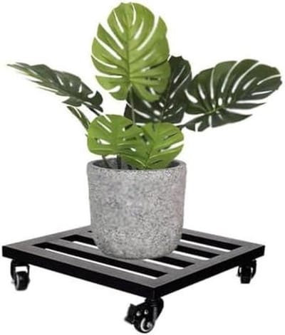 Plantenroller met wielen - Bloempotstandaard - Planten Verplaatsen - 360 graden draaibaar - 40 cm - Zwart