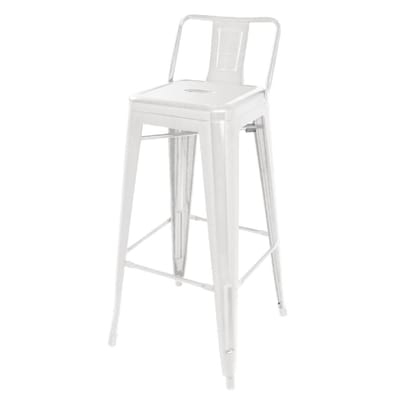 Bolero Bistro Stalen Hoge Kruk met Rugleuning Wit (4 Stuks) - DL890