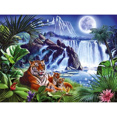 Peinture de broderie diamant, point de croix, tigres sous la lune, Kit de décoration pour la maison, pour travaux d'aiguille 20X30CM