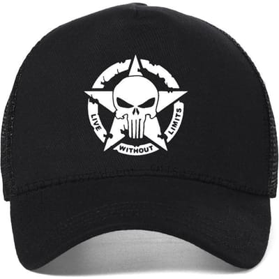 Nieuwe Ademende Mesh Pet Heren Punisher Baseballpet Buiten Visserij Petten Heren Buiten Oscar Mike Freedom Editie Leger Casquette Pet Adjustable black