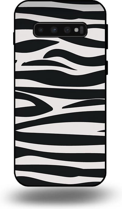 Smartphonica Telefoonhoesje geschikt voor Samsung Galaxy S10 Plus met zebra opdruk - TPU backcover case met zebra print design - Zwart Wit geschikt voor Samsung Galaxy S10 Plus