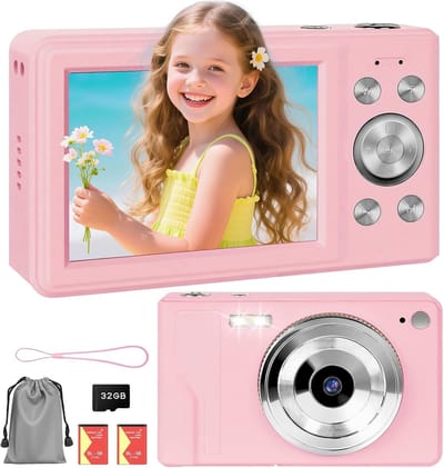 Digitale Camera 56MP - 1080P FHD Fotokamera - Autofocus - 16X Digitale Zoom - Compacte en Draagbare Camera - 2.8 Inch LCD Scherm - Inclusief 32GB SD Kaart en 2 Accu’s - Roze