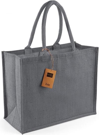 Westford Mill Jute Classic Shopper WM407 - GRAPHITE GREY/GRAPHITE GREY - 42 x 33 x 19 cm