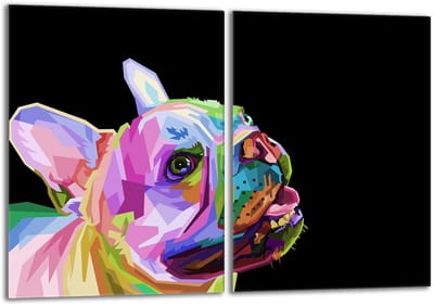TMK ArtDeko Serie - Glazen Beschermplaat - 2x40x52 - Hondenmotief - Meerkleurig