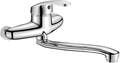 Keukenmengkraan 30 cm, Wandkraan met 360° Draaifunctie, Enkelvoudige Hendel, Keramische Spool, Warm en Koud Water, Chroom Geplateerd, Stijlvol en Duurzaam