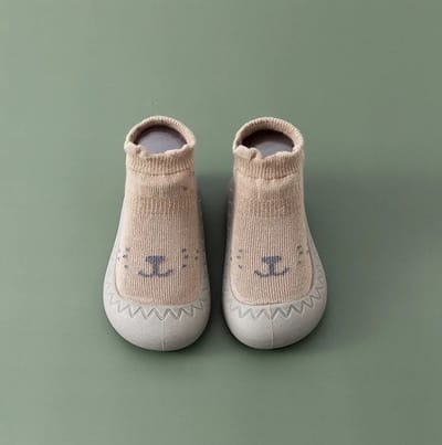 Anti-slip babyschoentjes - Soksloffen - Eerste loopschoentjes van Baby-Slofje - Cutie bruin maat 20