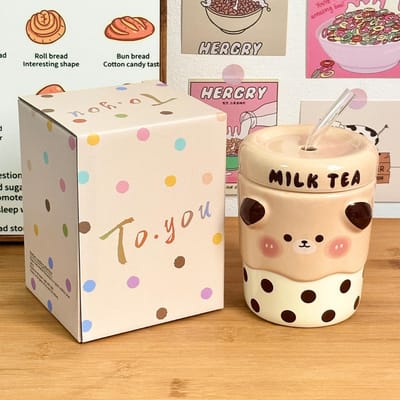 Keramische Beker met Rietje Souvenir Cadeau voor Meisjes Waterbeker Hooguitziende Mok Kantoorbeker Thuis Koppelbeker Mannen 301-400ml
