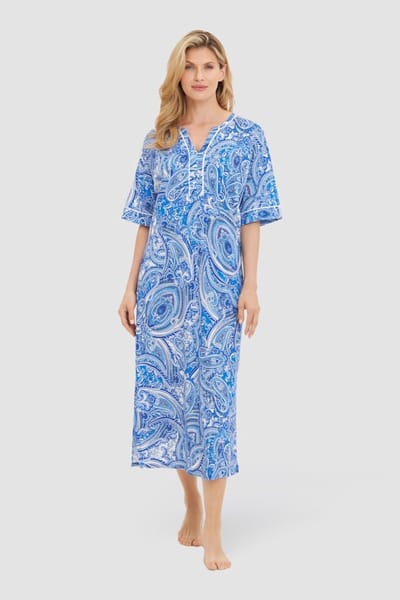 Rösch Paisley Kaftan 1253147 Blauw - maat 48
