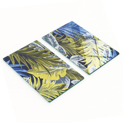 Set van gehard glazen snijplanken met palmboommotief, 2x30x52 cm
