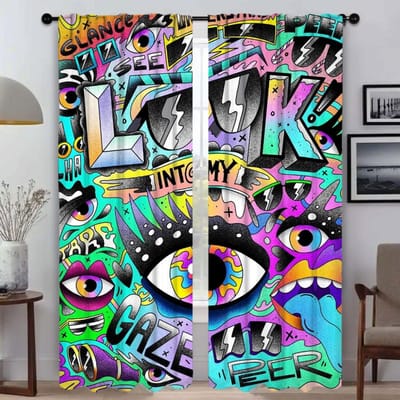 Gordijnen Kinderkamer Abstracte Vrouw Psychedelisch Manda Keukengordijnen 2 Stuks Raamgordijn Halloween Decoratie Shades Jaloezieën W50xH70cmx2pcs-CL