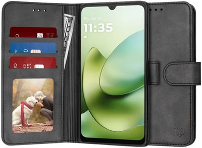 Hoesje geschikt voor Motorola Moto G06 - Techsuit Diary Book Wallet Case - Zwart