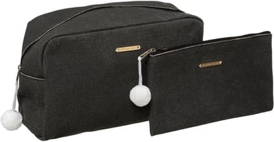 5Five Toilettas/make-up/opberg tasjes - 2x stuks - zwart - reis/vakantie - toilettas/make-up etui