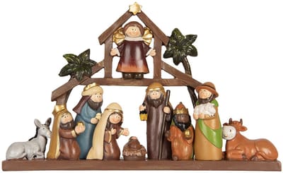 Clayre & Eef Kerstdecoratie Beeld Kerstgroep 32x5x20 cm Bruin Kunststof