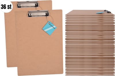 Klemborden A4 set van 36 Stuks Houten Klemborden A4 - Met Ophanghaakje - Essentieel Bureauaccessoires en voor Kantoor & School - Beige Hout - 31.5x22.5cm