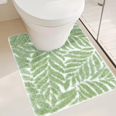 U-vormige toilettapijt in saliegroen voor badkamer