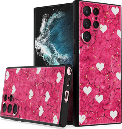 LuxeBass Siliconen hoesje met print geschikt voor Samsung Galaxy S22 Ultra - Marmer Hearts - telefoonhoes - gsm hoes - telefoonhoesje