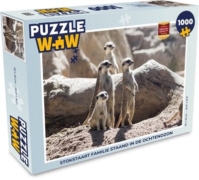Puzzel Familie - Stokstaartjes - Dieren - Legpuzzel - Puzzel 1000 stukjes volwassenen