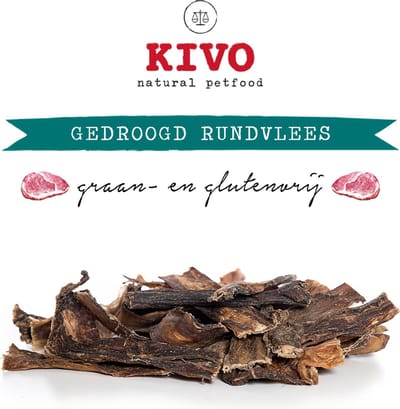 Kivo Petfood Hondensnack Gedroogd Rundvlees 300 gram - Graanvrij en Glutenvrij