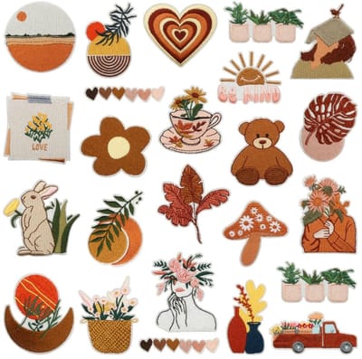 Dailygoods- Stoffen Patches 24 Stuks - Geborduurde Beer Patches - Doe-Het-Zelf Stickers - Kleding/Hoes/Rugzak - Diverse Patronen - Uitstekend Vakmanschap - Borduurpatches