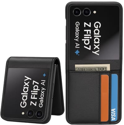 ChiGuard Wallet Case geschikt voor Galaxy Z Flip 7 – Book Case - Portemonnee - Diep Zwartleder