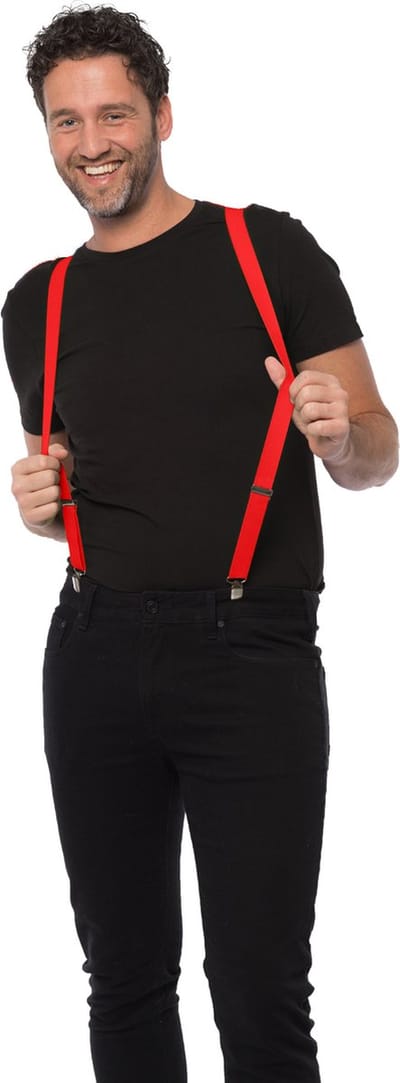 Partychimp Bretels voor bij Carnavalskleding Heren Carnaval Accessoires 2,5 Cm Breed - Rood - One-size