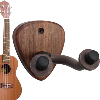 Houten Gitaarhaak - Wandhouder Instrument - Muziek Opslag - Plectrum Sleuf - 15 cm - Walnoot