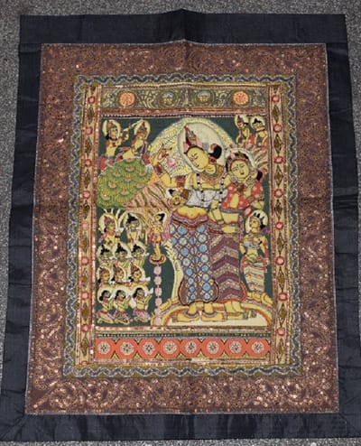 ZoeZo Design - Wandkleed - wanddoek - Birma - Myanmar - handgemaakt - Oosters wandkleed - goud - kraaltjes - met insteekzoom - 91 x 71 cm
