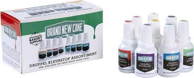 BrandNewCake® Druppel Kleurstof Assortiment - Set van 8 x 20gr - Eetbare Voedingskleurstof - Kleurstof Bakken