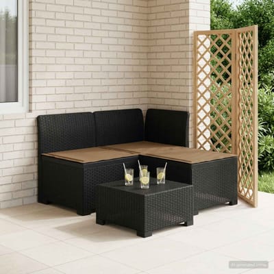 vidaXL - 3-Zits - Tu - bank - met - Kussens - Rattan - Look - 3-zits - PP - Antraciet