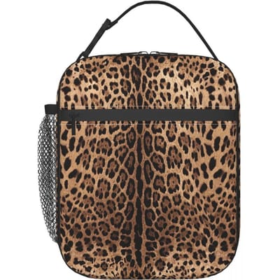 Masque Facial Imprimé Taches de Léopard Sac à Lunch Isolé pour Femmes Enfants Boîtes Alimentaires Portables Boîte à Lunch Thermique Sac Fourre-tout One Size