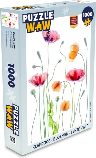 Puzzel Klaproos - Bloemen - Lente - Wit - Legpuzzel - Puzzel 1000 stukjes volwassenen