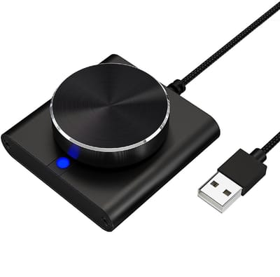 longziming -USB Volume Knop - USB-C Aansluiting - Plug & Play Met ALPS-Draaiknop En Stilteschakelaar - 1 Stuk - Voor PC/Laptop/Mac/Telefoon Blauw