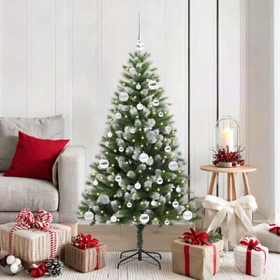 vidaXL - Kunstmatige - Scharnierende - Kerstboom - met - Gevlokte - Sneeuw - Warmwit