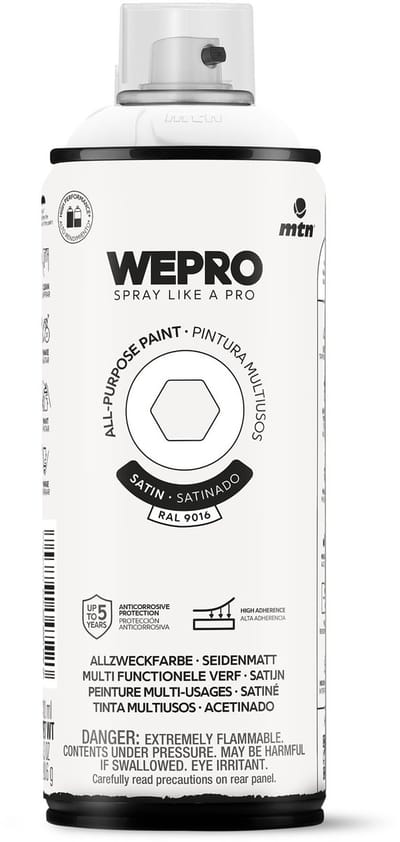 Spuitbus Ral 9016 Wit Zijdeglans MTN WEPRO ALL-PURPOSE PAINT 400ML